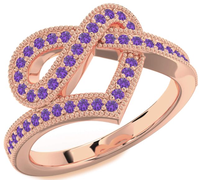 Amethyst Rose Gold Infinity Heart Ring