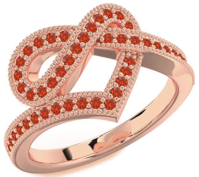Fire Opal Rose Gold Infinity Heart Ring