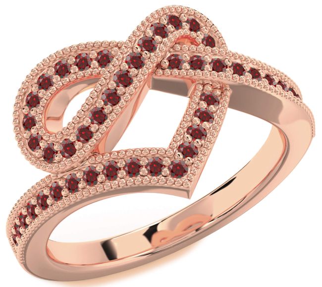 Garnet Rose Gold Infinity Heart Ring