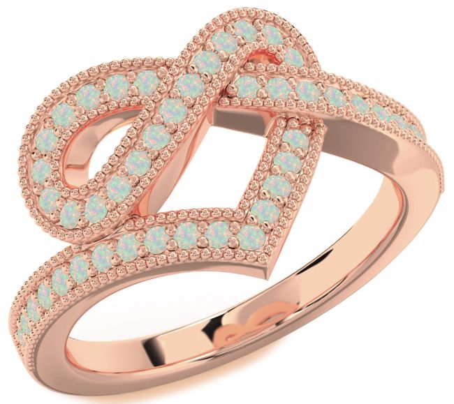 Opal Rose Gold Silver Infinity Heart Ring