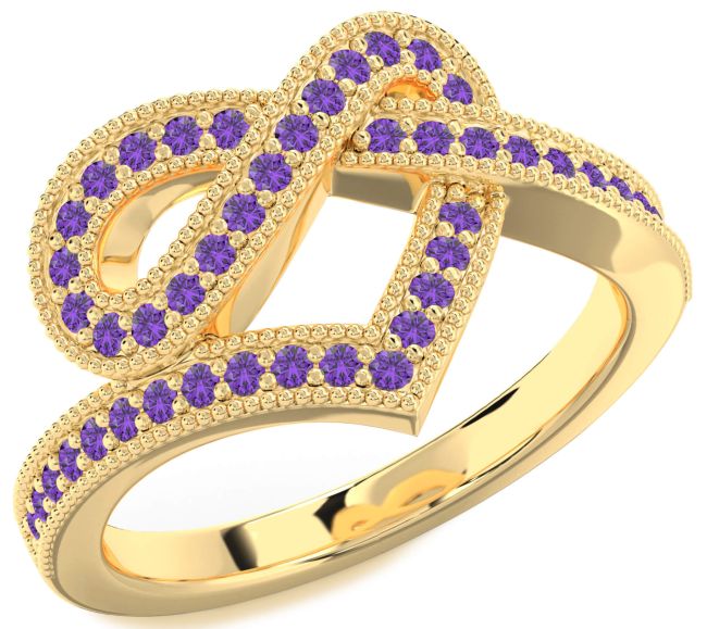 Amethyst Gold Infinity Heart Ring
