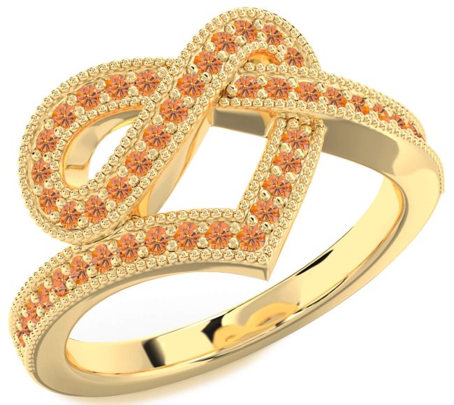 Citrine Gold Infinity Heart Ring