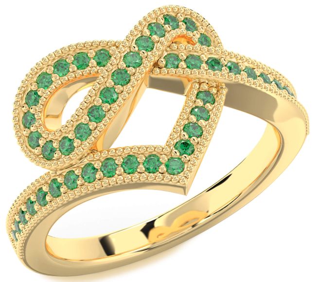 Emerald Gold Infinity Heart Ring