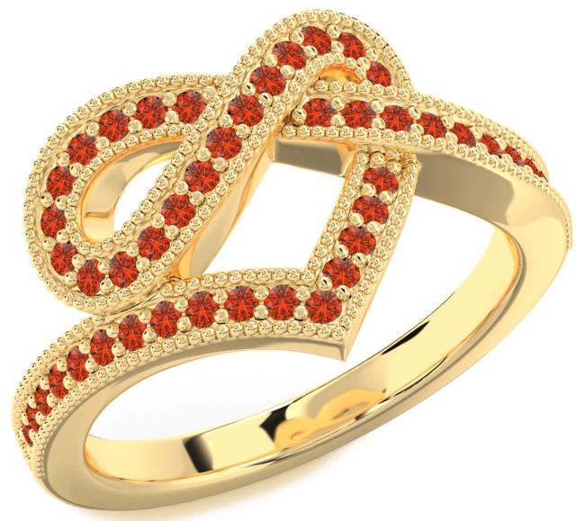 Fire Opal Gold Infinity Heart Ring