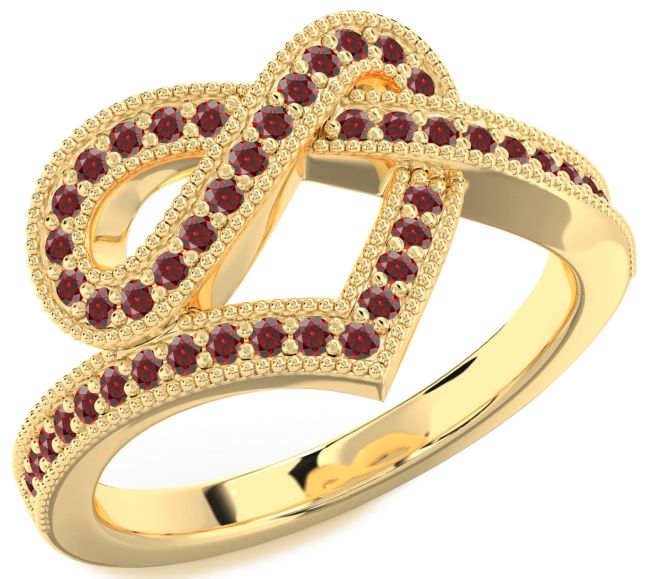 Garnet Gold Infinity Heart Ring