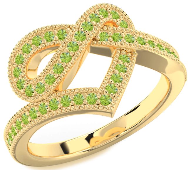 Peridot Gold Infinity Heart Ring