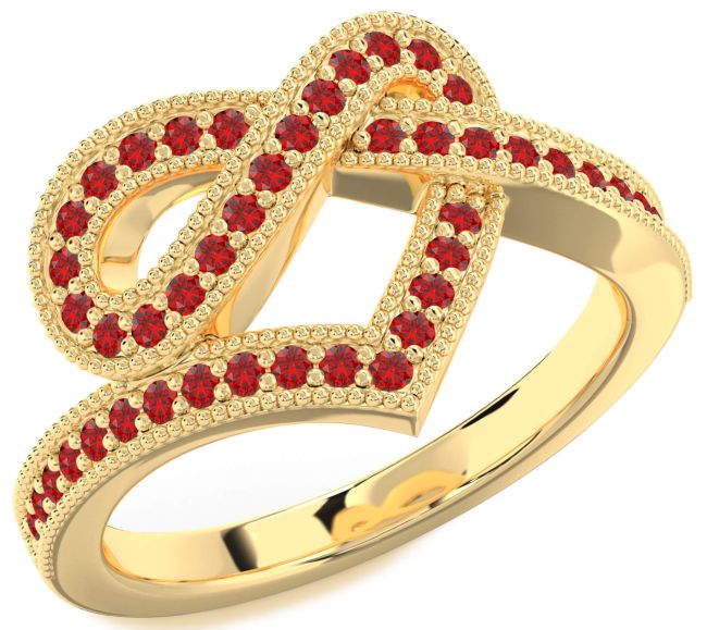 Ruby Gold Infinity Heart Ring