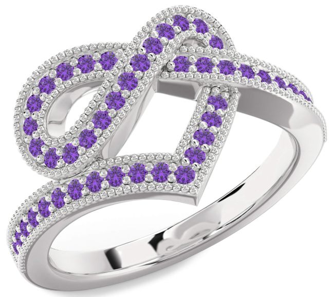 Amethyst Silver Infinity Heart Ring
