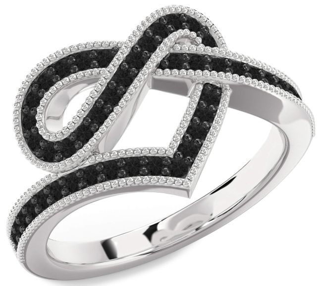 Black Diamond Platinum Infinity Heart Ring