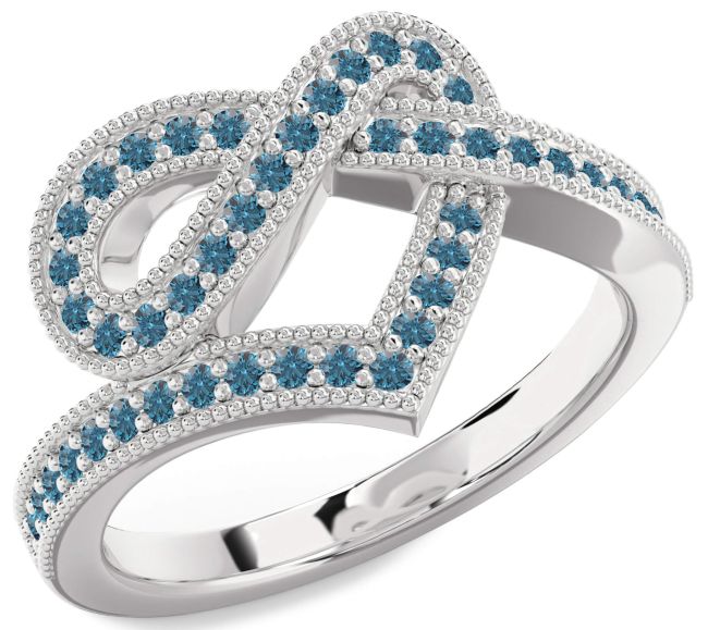 Blue Diamond Silver Infinity Heart Ring