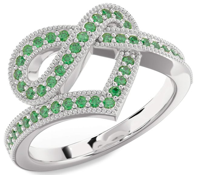 Emerald Platinum Infinity Heart Ring