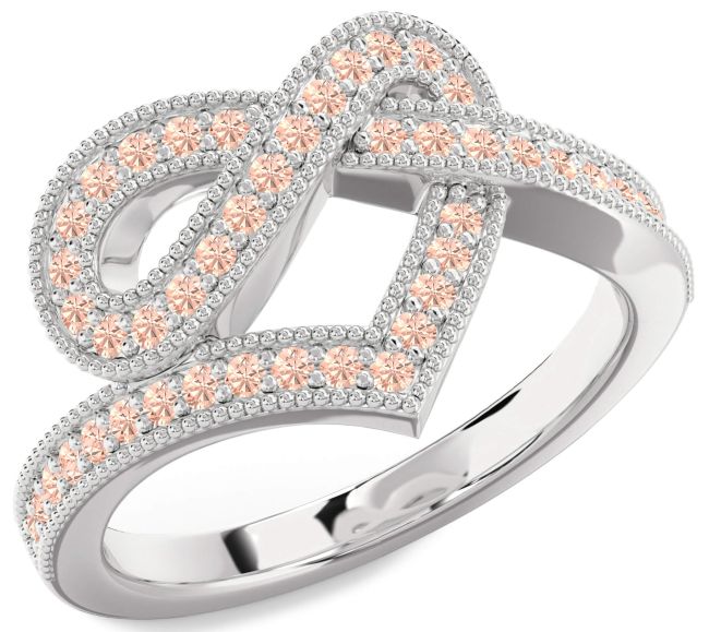 Morganite Silver Infinity Heart Ring