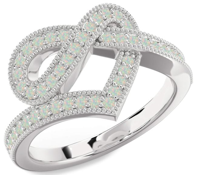 Opal Platinum Infinity Heart Ring