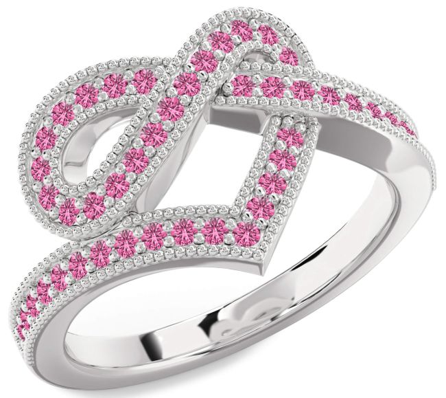 Pink Sapphire Silver Infinity Heart Ring