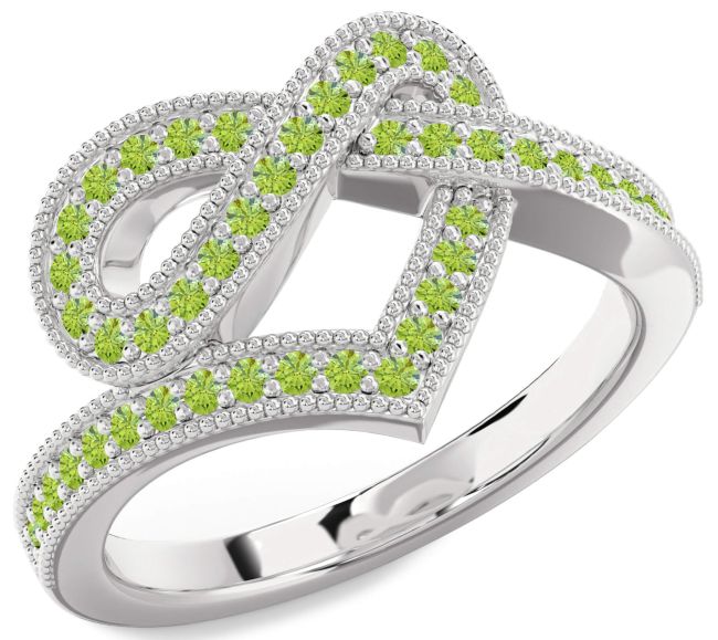 Peridot Silver Infinity Heart Ring