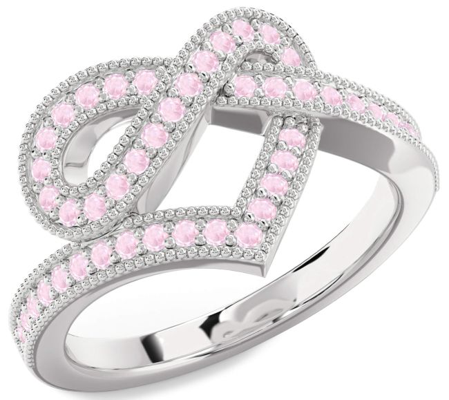 Rose Quartz Silver Infinity Heart Ring
