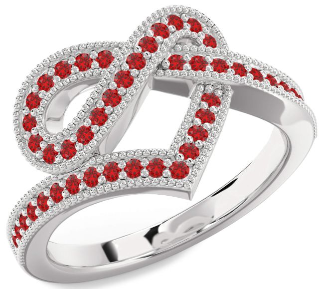 Ruby Platinum Infinity Heart Ring
