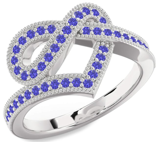 Tanzanite Silver Infinity Heart Ring