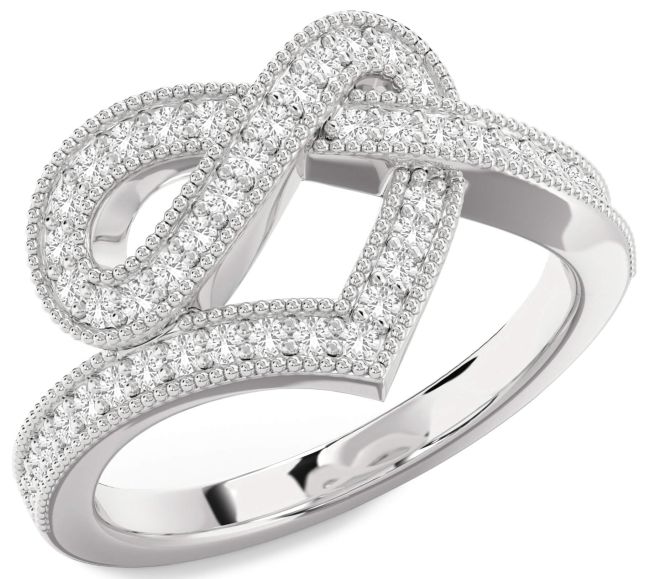 White Sapphire Silver Infinity Heart Ring