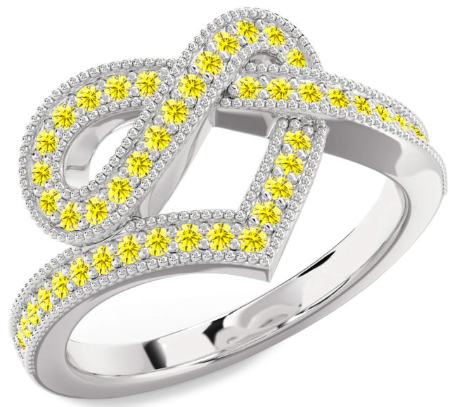Yellow Sapphire Silver Infinity Heart Ring