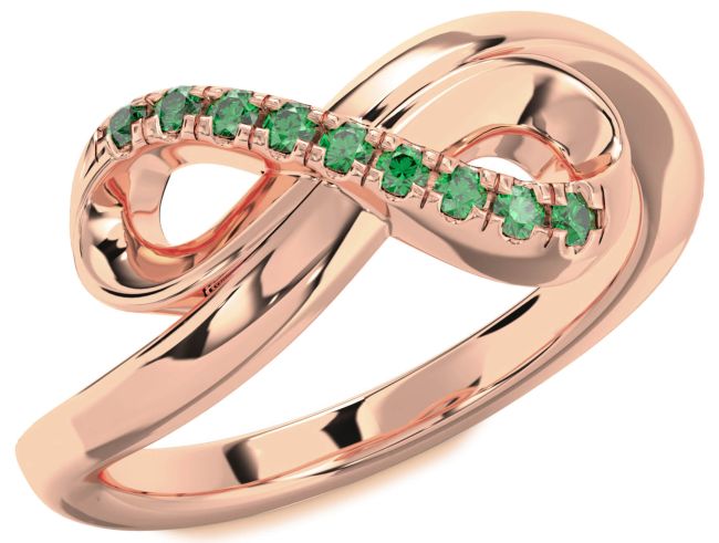 Emerald Rose Gold Infinity Ring
