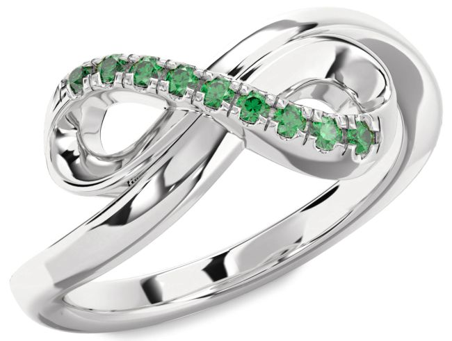 Emerald Silver Infinity Ring
