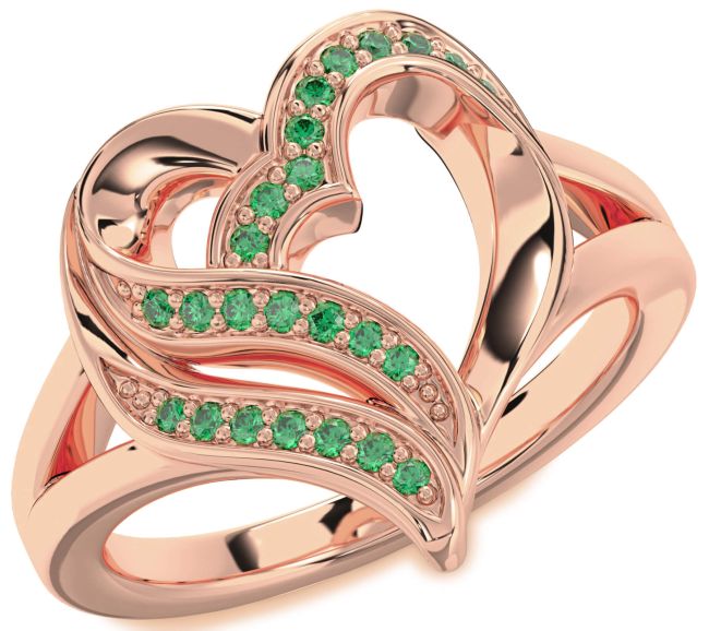 Emerald Rose Gold Heart Ring