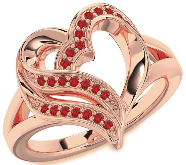 Ruby Rose Gold Heart Ring