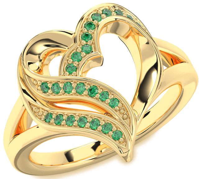 Emerald Gold Heart Ring