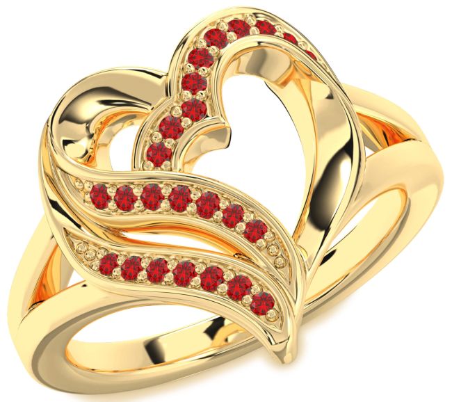 Ruby Gold Heart Ring