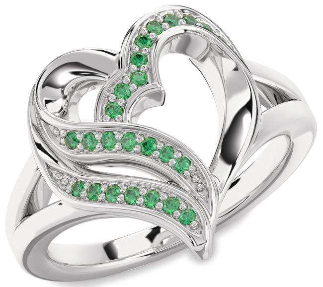 Emerald White Gold Heart Ring