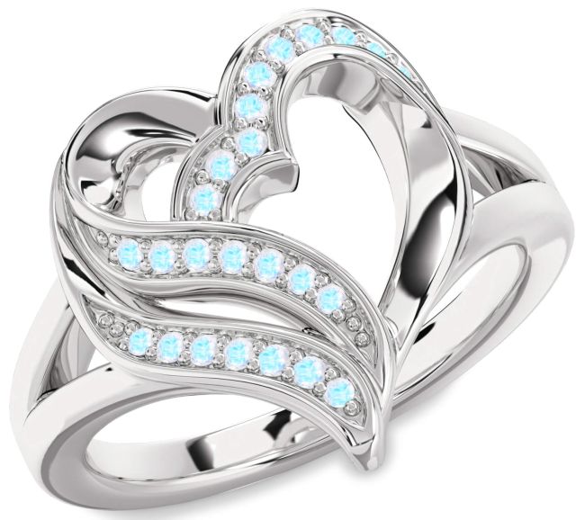 Moonstone Platinum Heart Ring