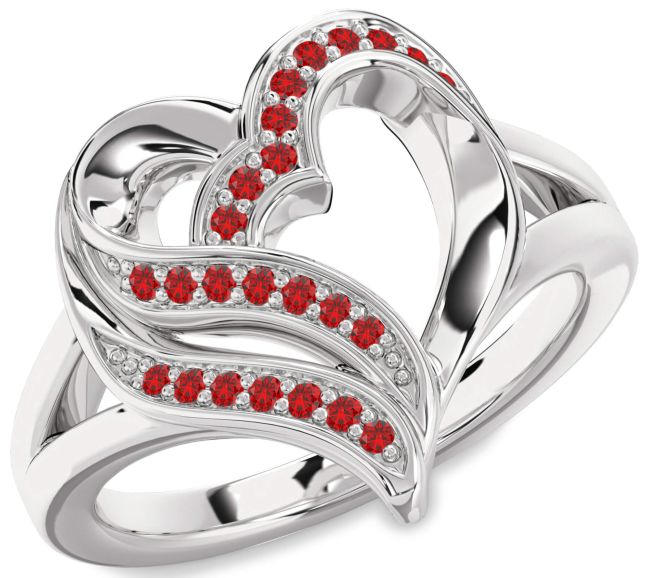 Ruby White Gold Heart Ring