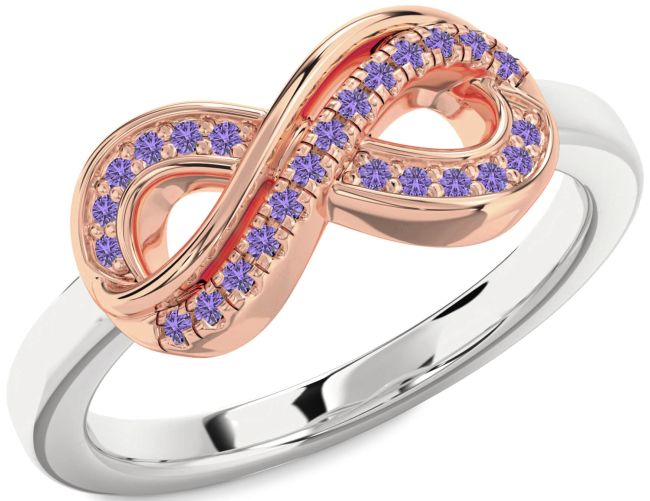 Alexandrite Rose Gold Silver Infinity Round Ring