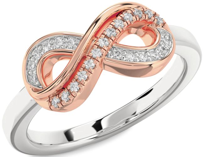 Moissanite Rose Gold Silver Infinity Round Ring