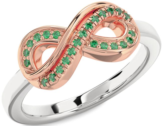 Emerald Platinum & Rose Gold Infinity Round Ring