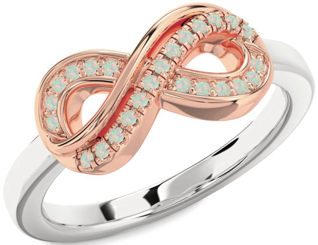 Opal Platinum & Rose Gold Infinity Round Ring