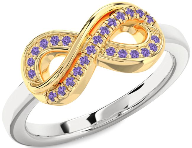 Alexandrite Gold Silver Infinity Round Ring