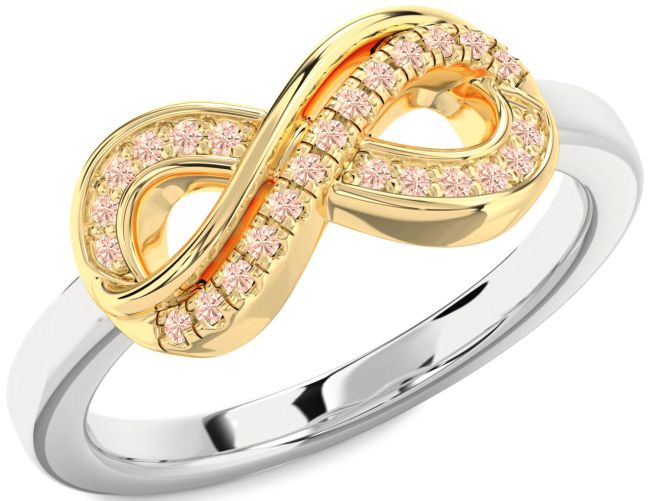Morganite Platinum & Yellow Gold Infinity Round Ring