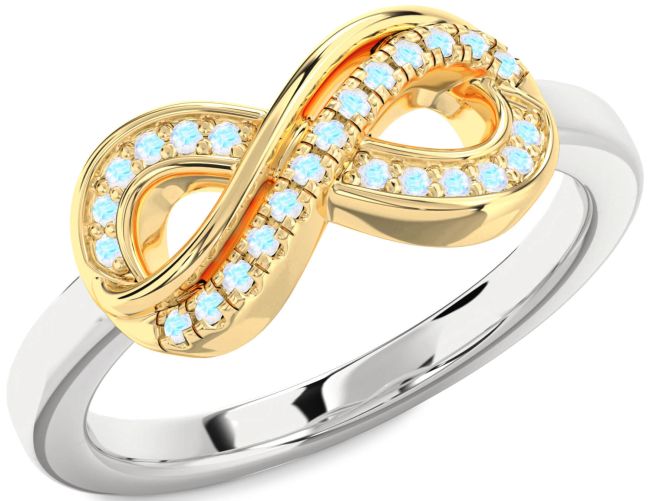 Moonstone Platinum & Yellow Gold Infinity Round Ring
