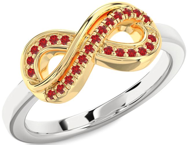 Ruby Gold Silver Infinity Round Ring