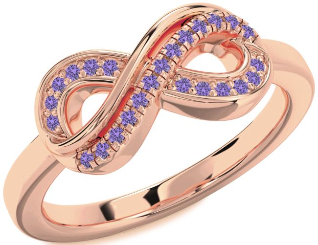 Alexandrite Rose Gold Silver Infinity Round Ring