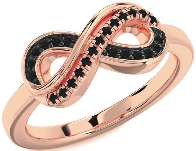 Black Diamond Rose Gold Infinity Round Ring