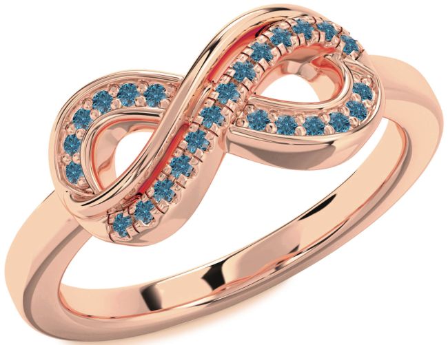 Blue Diamond Rose Gold Infinity Round Ring