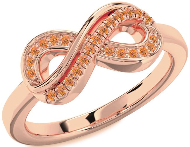 Citrine Rose Gold Infinity Round Ring