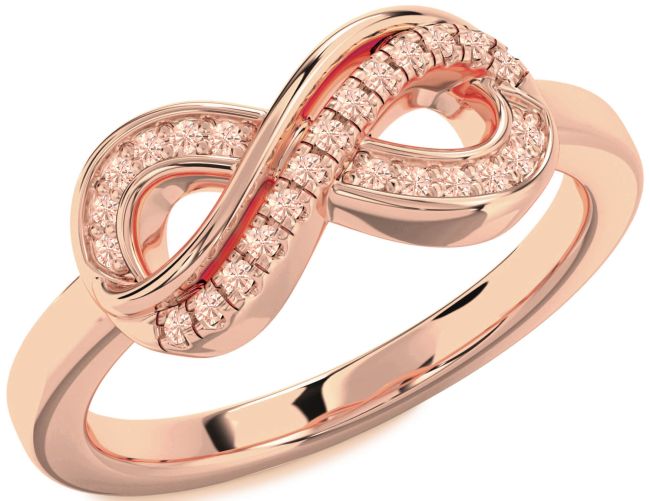 Morganite Rose Gold Silver Infinity Round Ring