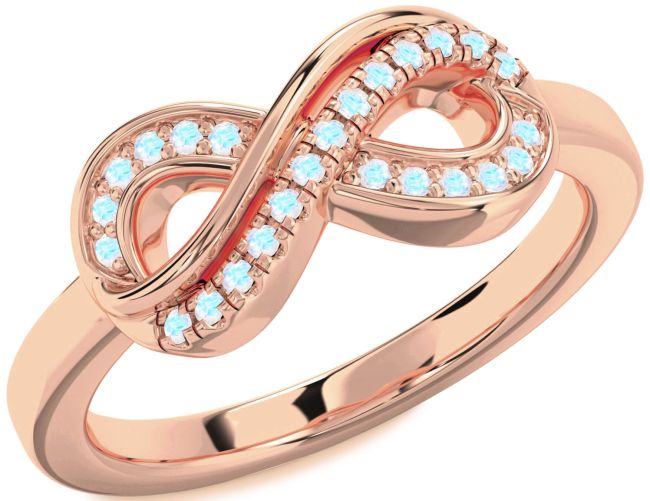 Moonstone Rose Gold Silver Infinity Round Ring