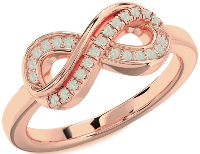Opal Rose Gold Silver Infinity Round Ring