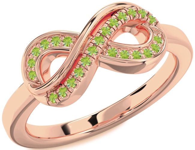 Peridot Rose Gold Infinity Round Ring