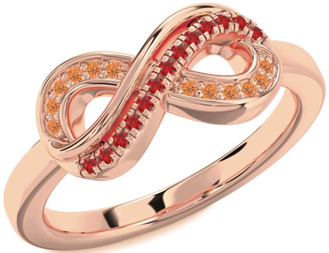 Ruby & Citrine Rose Gold Infinity Round Promise Ring
